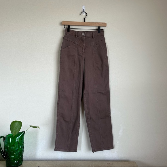 Aritzia Wilfred Free Archer Brown High Rise Straight Leg Jeans - Picture 1 of 12